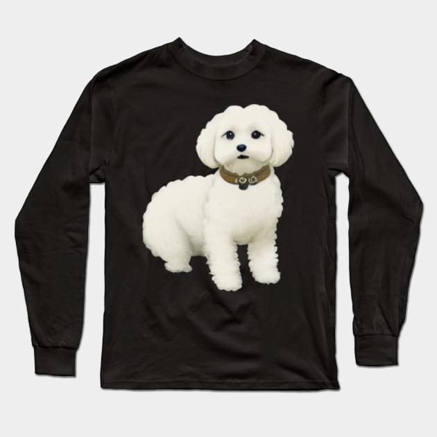 Cutie Maltipoo Puppy Fluffy Dog Maltese Poodle Lover Long Sleeve T-Shirt by Mochabonk